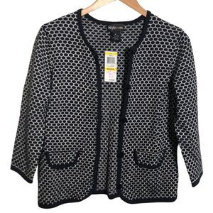 Navy & White Honeycomb pattern Button up cardigan Sz Medium Style & Co. NEW🏷
